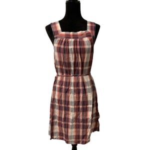 UNIVERSAL THREAD Blue Orange White Plaid Sleeveless Midi Dress Sz L